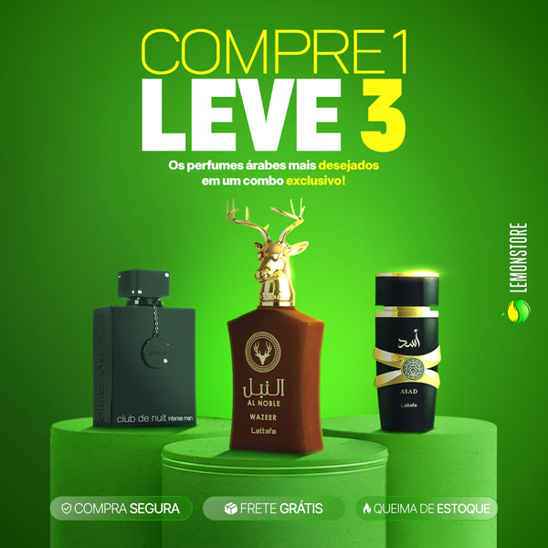 Combo 3 Perfumes Masculinos - Asad, Al Noble Wazeer e Club de Nuit Intense (100ml) - Oferta Exclusiva